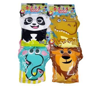 Glove A Bubbles Lot of 4 Wave And Play Zing Animal Gloves Lion Panda Dinosaur